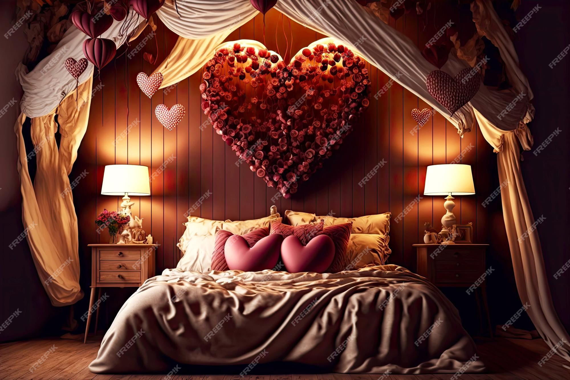 Premium Photo | Valentine day decorated room in form of romantic ...