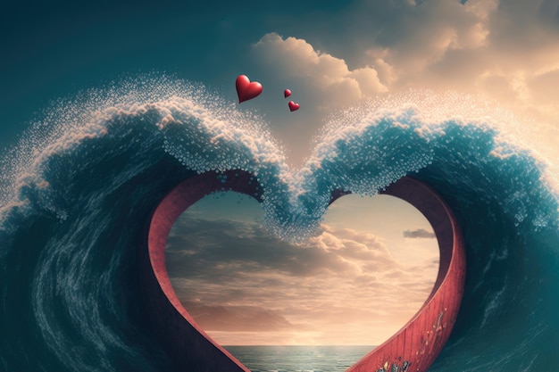 День святого Валентина Другое сердце для романтической открытки Генеративный ИИ