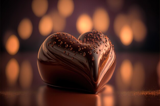 Photo valentine day heart shape chocolate bokeh background close up