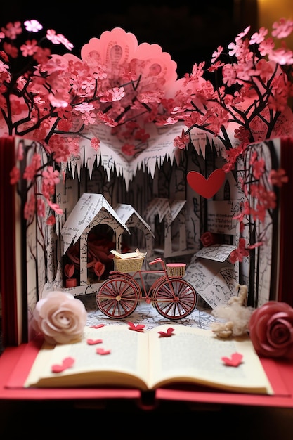 Foto libro di diorama di carta stratificato per il giorno di san valentino