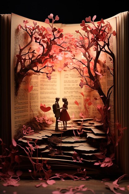 Foto libro di diorama di carta stratificato per il giorno di san valentino