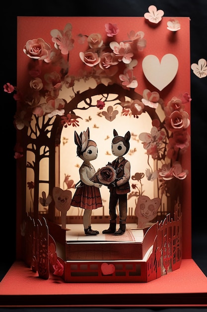 Foto libro di diorama di carta stratificato per il giorno di san valentino