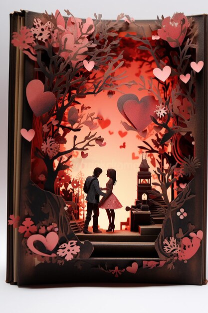 valentine day layered paper diorama book