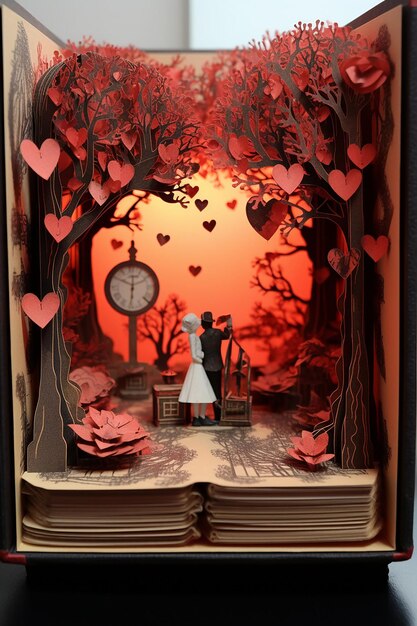 Foto libro di diorama di carta stratificato per il giorno di san valentino