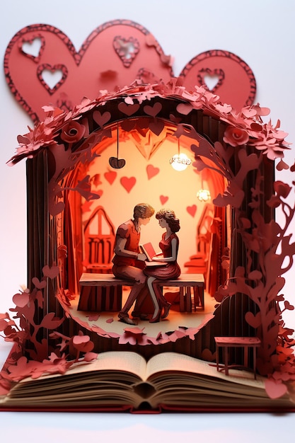 Foto libro di diorama di carta stratificato per il giorno di san valentino