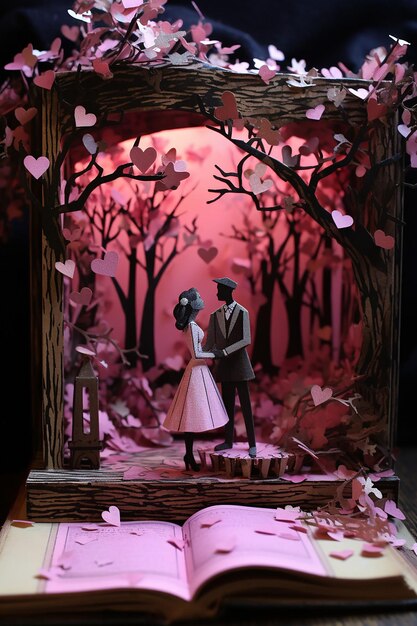 valentine day layered paper diorama book