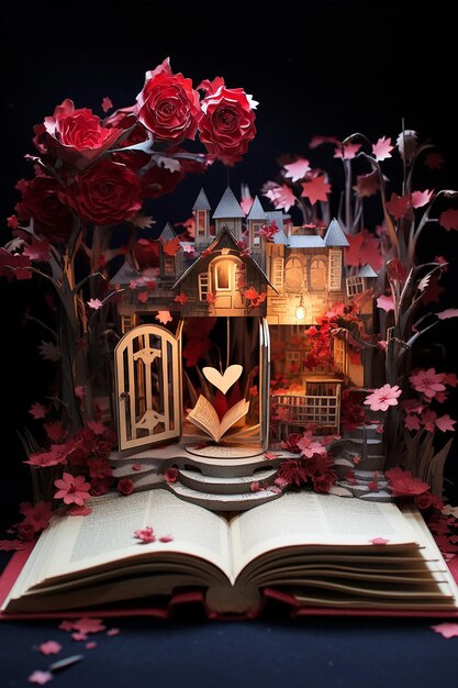 Foto libro di diorama di carta stratificato per il giorno di san valentino