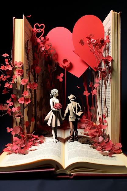 Foto libro di diorama di carta stratificato per il giorno di san valentino