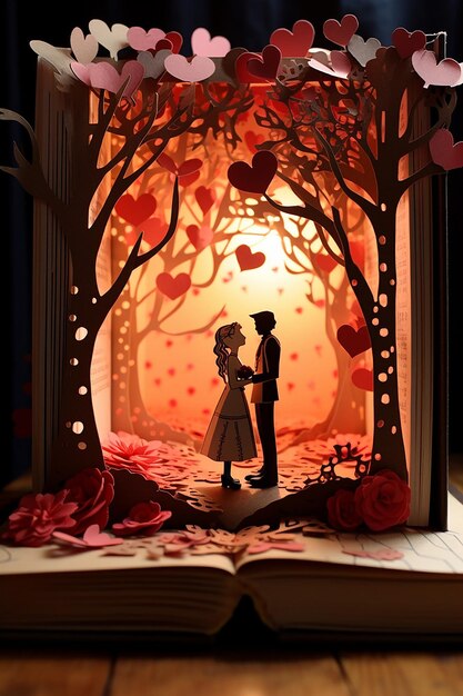 Foto libro di diorama di carta stratificato per il giorno di san valentino