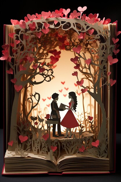 Photo valentine day layered paper diorama book