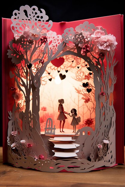 valentine day layered paper diorama book