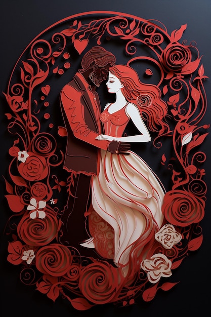 valentine day layered paper poster
