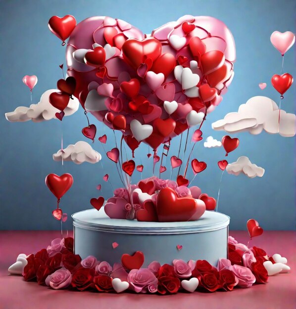 Valentine day red heart decoration 14th February ai generate