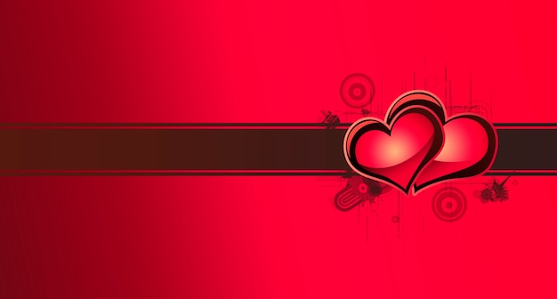 Valentine day red heart postcard red background wallpaper with black ribbon