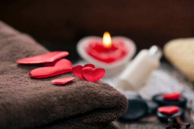 Valentine day Wellness decoration setting spa