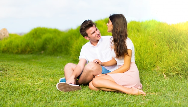 In valentine day Young couple at outdoors