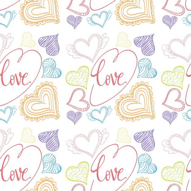 Photo valentine doodles seamless pattern