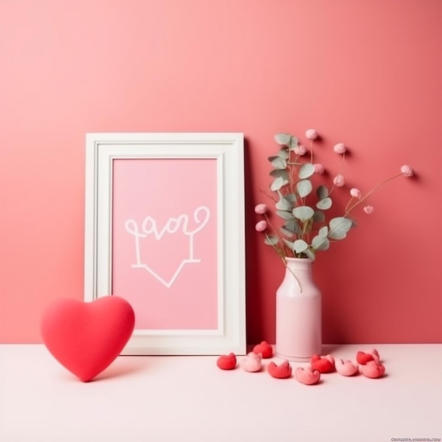 Photo valentine elements and frame mockup