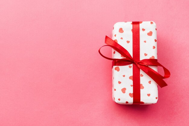 Valentine gift box on a colored background