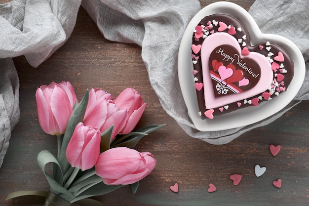 Valentine heart cake with text 