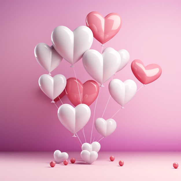 valentine heart on gradient background with 3d clay illustration generative ai