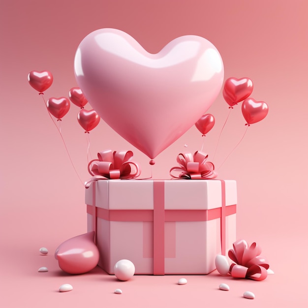 valentine heart on gradient background with 3d clay illustration generative ai