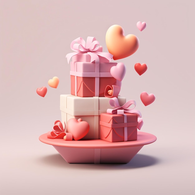 valentine heart on gradient background with 3d clay illustration generative ai