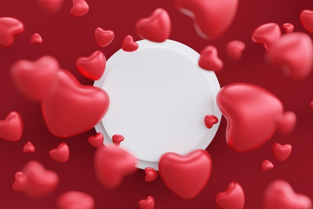 San valentino a forma di cuore cornice sfondo rendering 3d