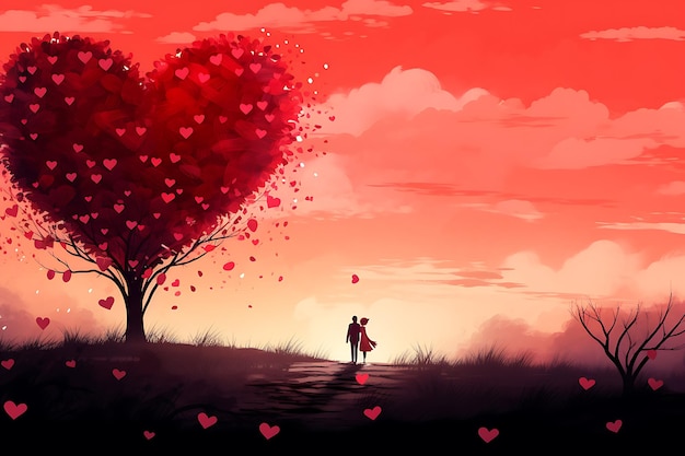 Valentine illustration background flat Created with Artificial intelligence