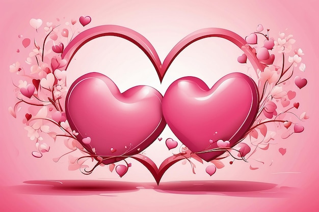 Valentine illustration of two pink hearts