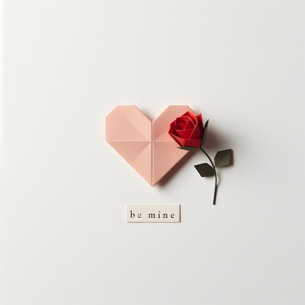 사진 종이 심장 과 장미 를 가진 발렌타인 이미지