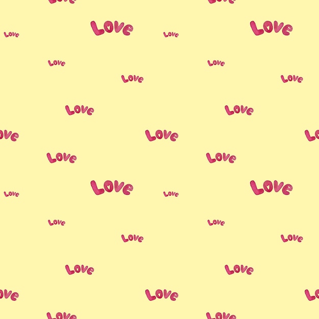 Valentine love title pattern. A watercolor illustration. Hand drawn texture. Isolated yellow back.