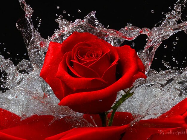 valentine red rose splash high quality image download