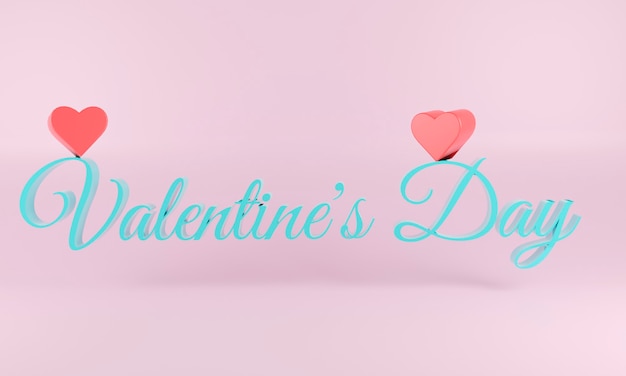 3D文字でバレンタインデー。バレンタインデーのデートと愛の概念。 3Dイラスト