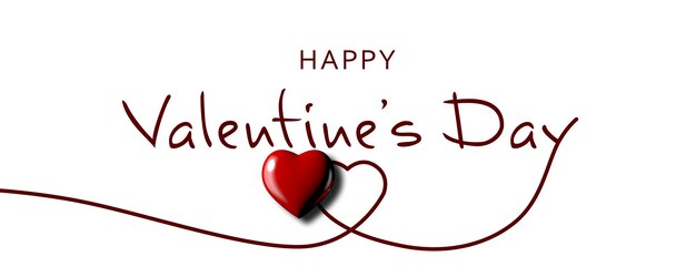 Valentine's Day 3D rendering beautiful inscription on a white background