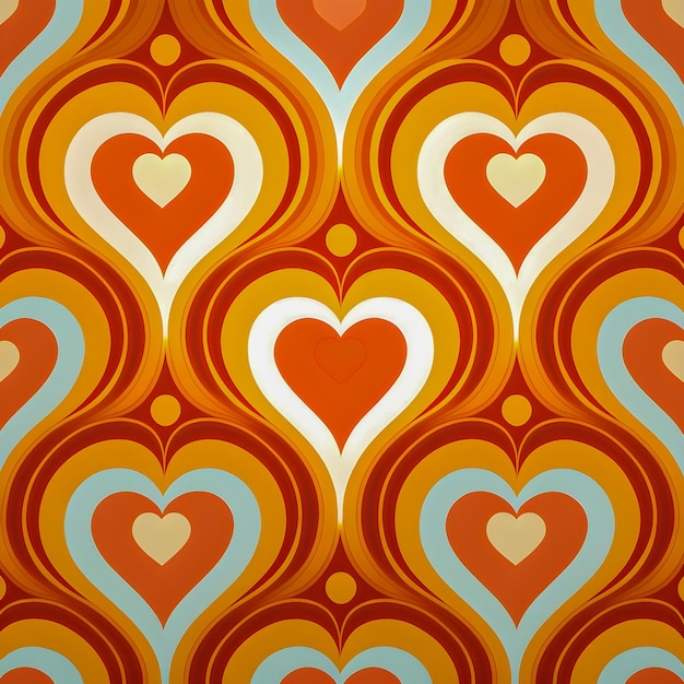 Valentine's day 70s style pattern illustration