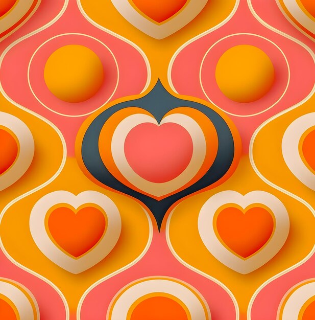 Photo valentine's day 70s style pattern illustration