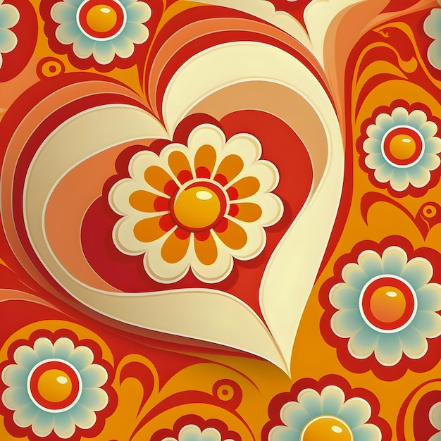 Photo valentine's day 70s style pattern illustration