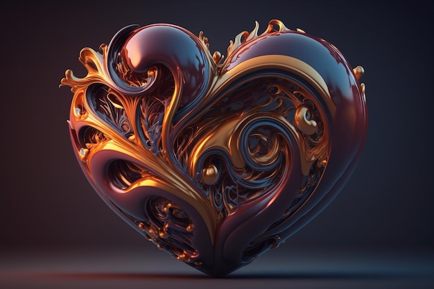 Valentine's day abstract heart 3D render