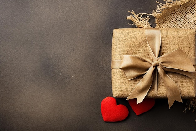 Фон Дня святого Валентина красное сердце с подарочной коробкой сверху