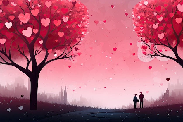 Веб-баннер с фоновыми обоями на День святого Валентина
