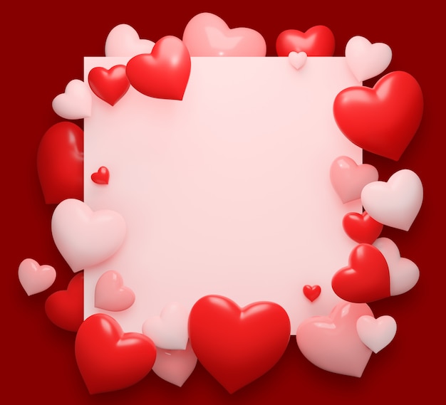 Valentine's day background with 3d frame