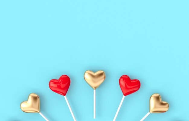 Valentine's day background with heart lollipop candy.