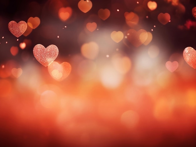 Valentine's Day background with heartshaped bokeh lights