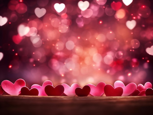 Valentine's Day background with heartshaped bokeh lights