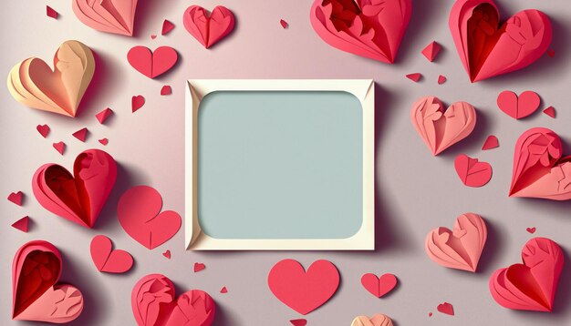 Valentine's day background with paper cut hearts