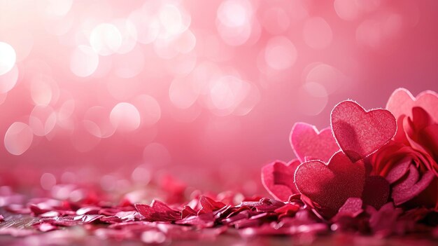 valentine s day background with pink hearts and copy space created with generative ai