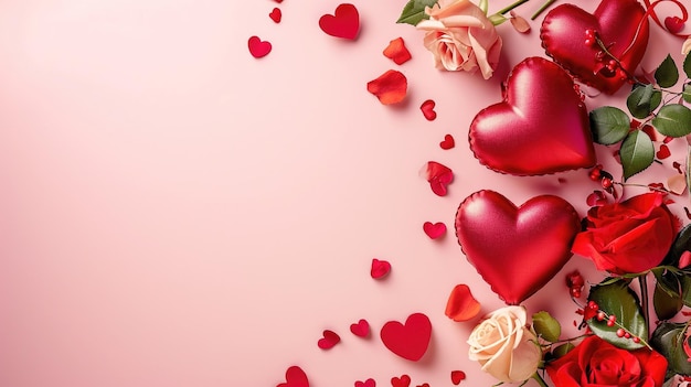 valentine s day background with pink hearts and copy space created with generative ai