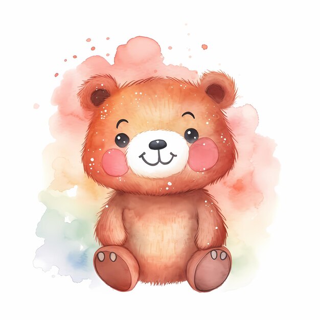 valentine's day background with watercolor teddy bear Generative AI