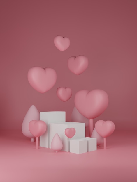 Photo valentine's day banner with gift box and heart background.